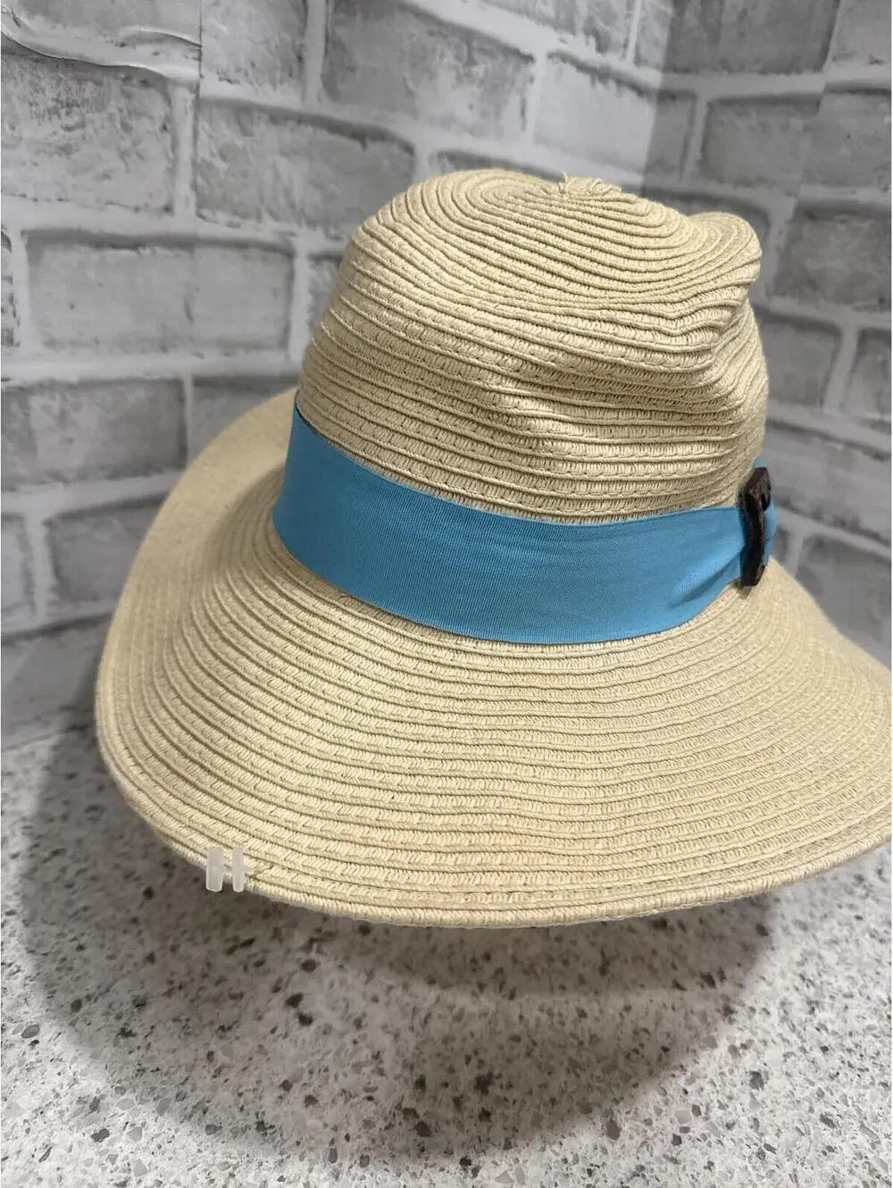 Panama Jack Straw Sun Hat with Buckle and Blue Band
